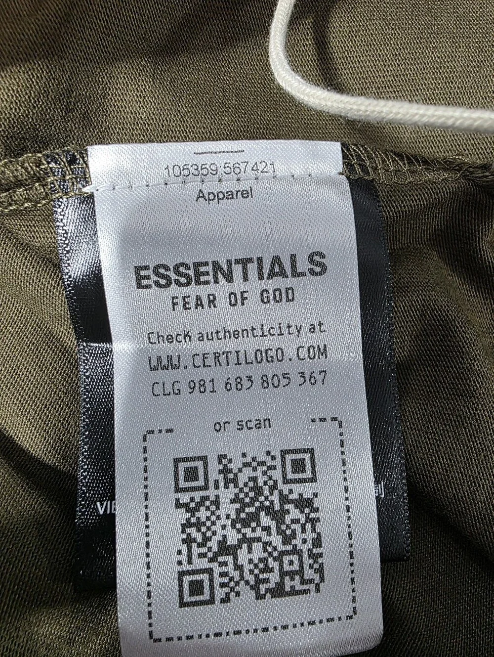 NWT Oversized Fear of God Essentials Kids Cotton Crew Neck Tee Sz 10 Olive